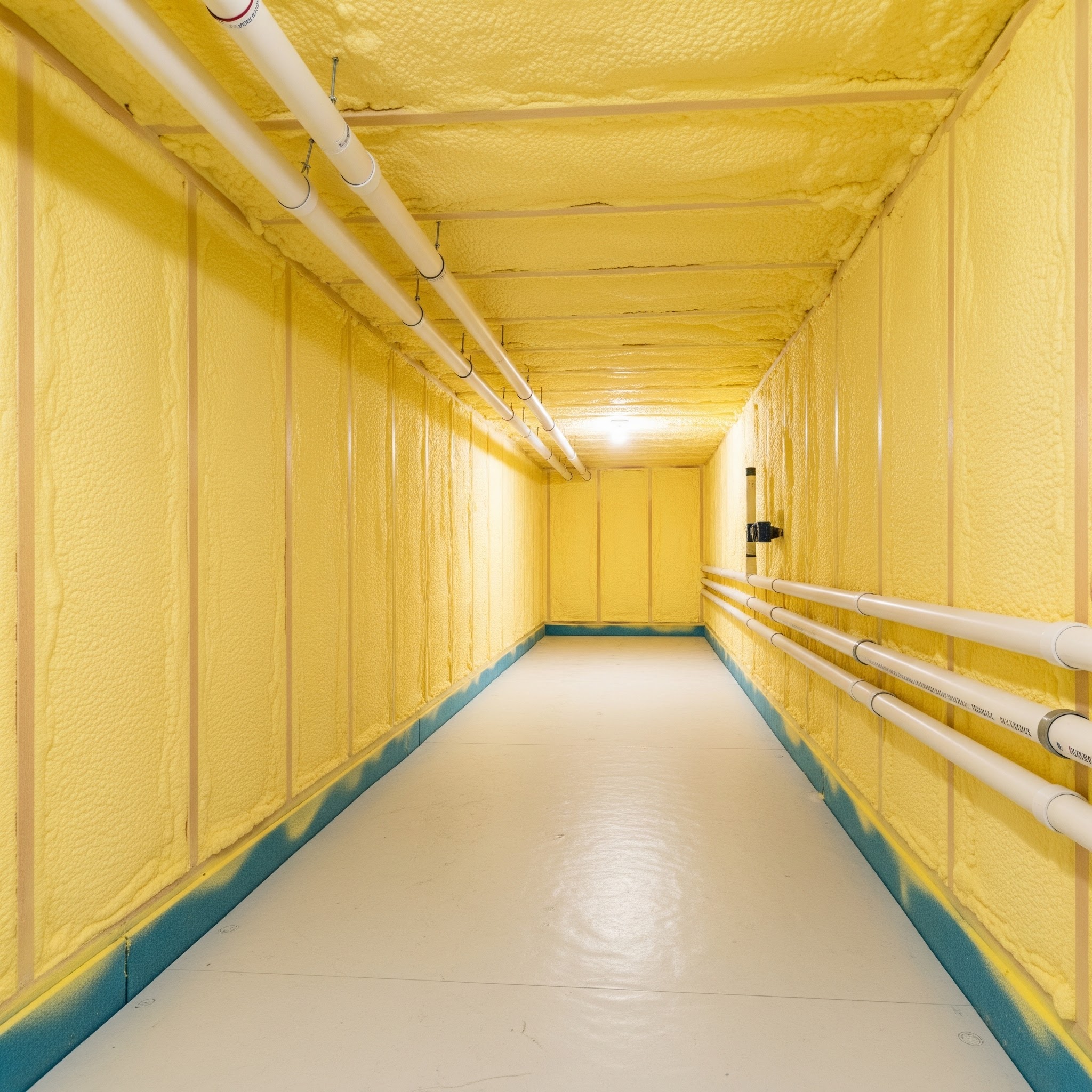 After — crawl space fully insulated with spray foam